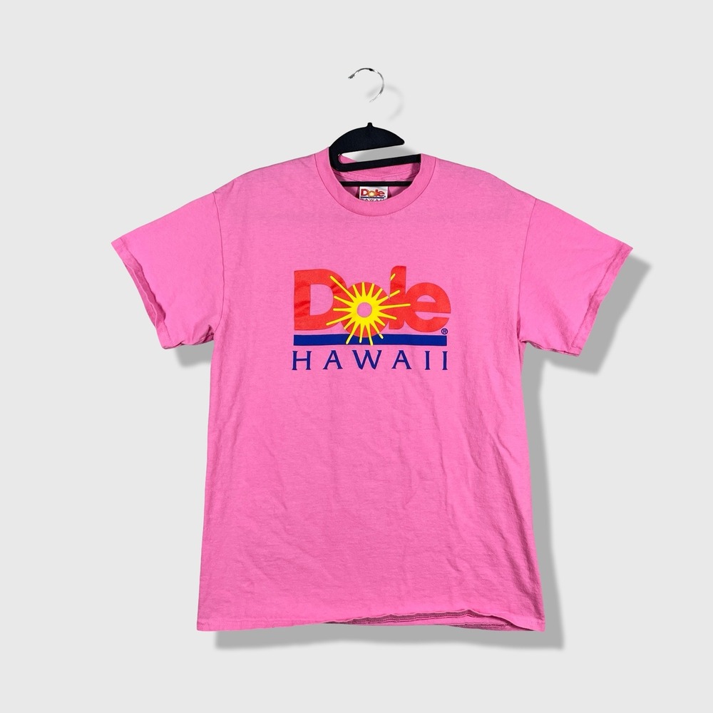 Dole Hawaii T-Shirt Mens Medium Pink Tropical Tourist Graphic Tee Retro
